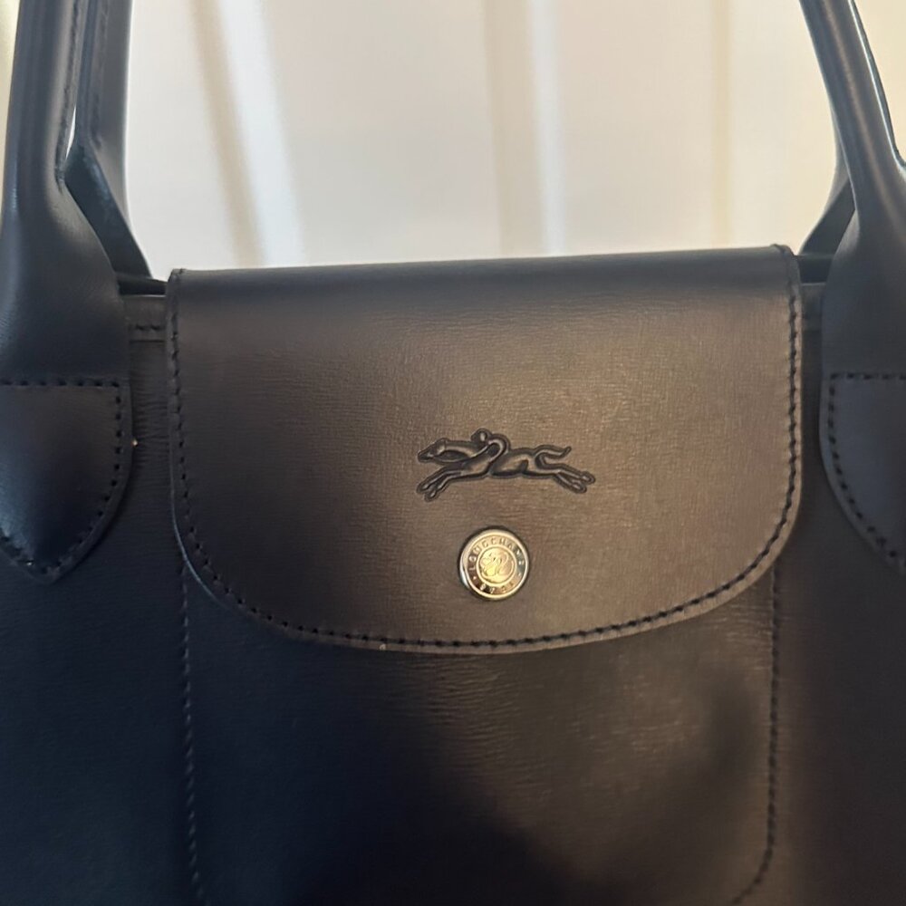 Longchamp Le Pliage City L Tote Bag - Leather - Navy - Picture 3 of 5